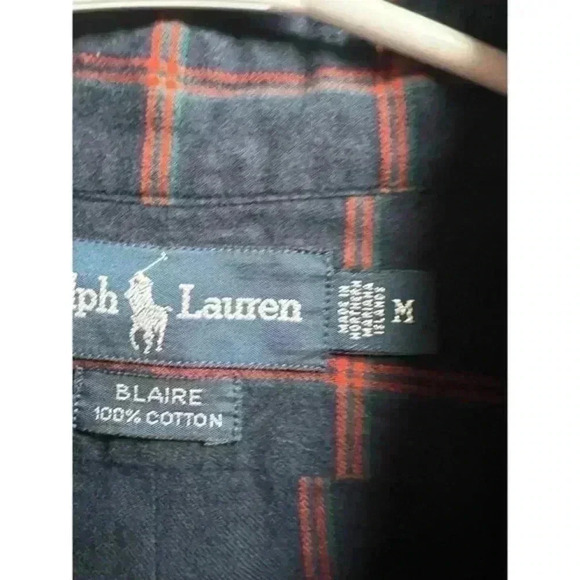 Ralph‎ Lauren Blaire Flannel Cotton Button Down Plaid Shirt Size Medium - Picture 6 of 7